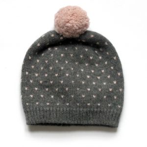 Baby Hat Grey & pink - 100 % cashmere Cataleya
