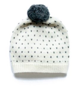 Baby hat White - 100 % cashmere Cataleya